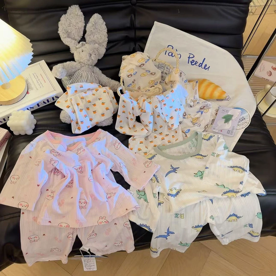 甜萌鹿2025儿童新款天丝春夏满印无骨家居服休闲居家空调服