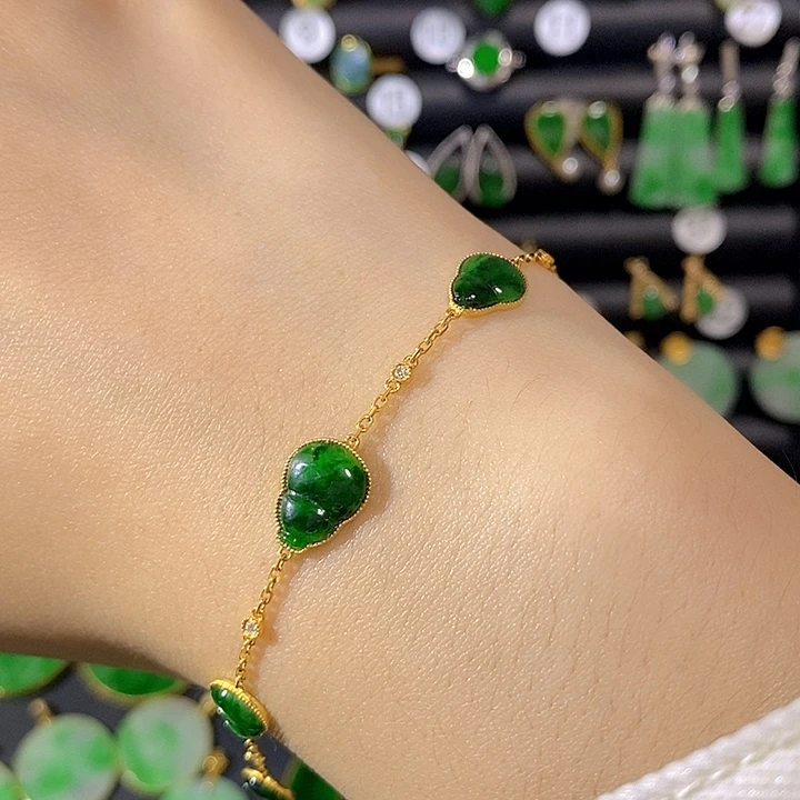 18K金镶嵌手链翡翠天然翡翠