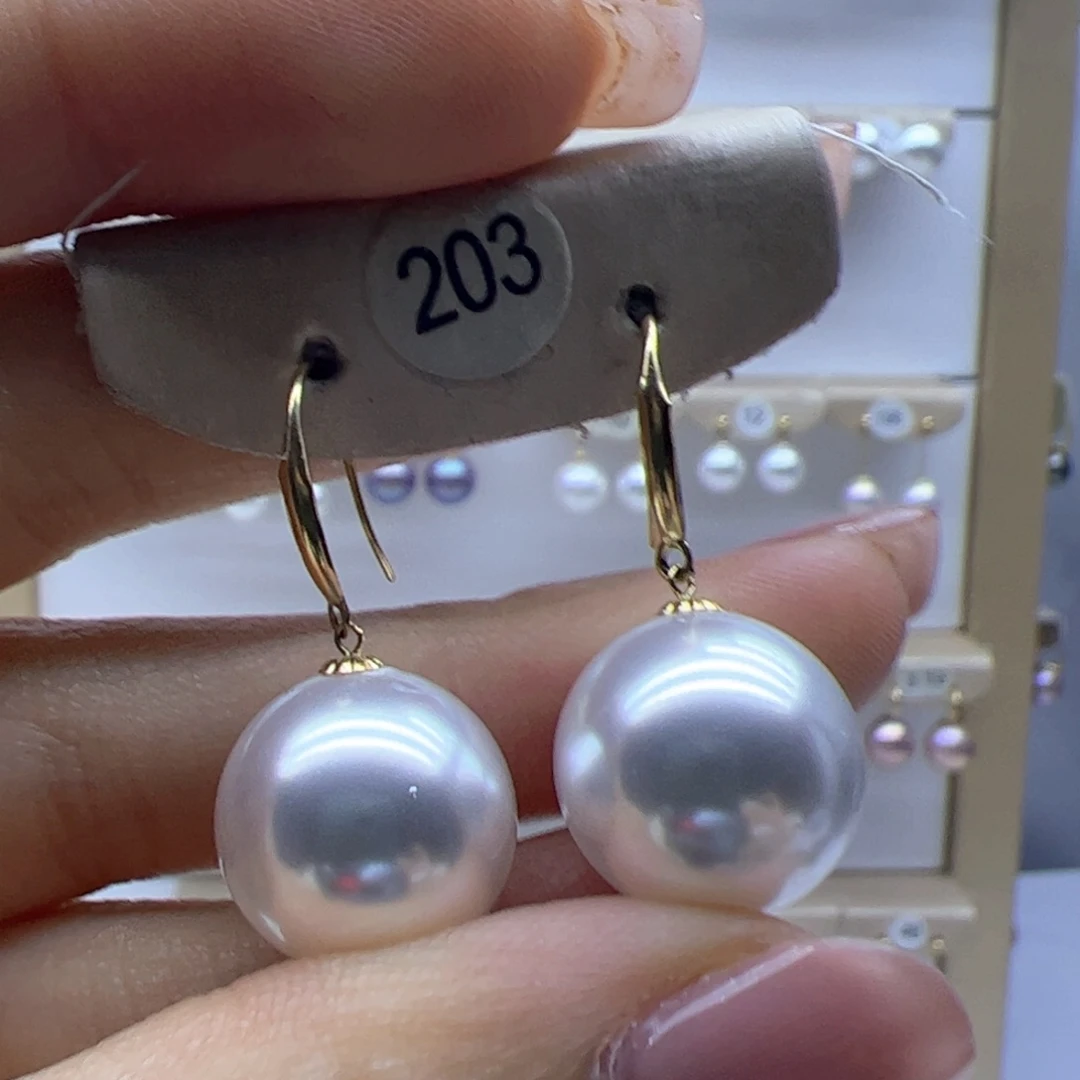 淡水珍珠耳饰18K金镶嵌