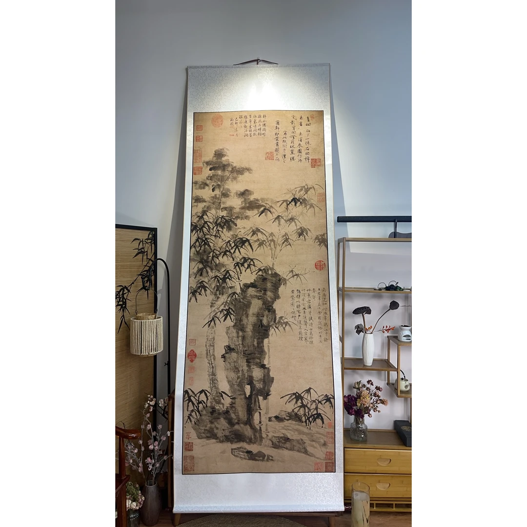 扶摇 放大版本《梧竹秀石》仿古微喷装饰画