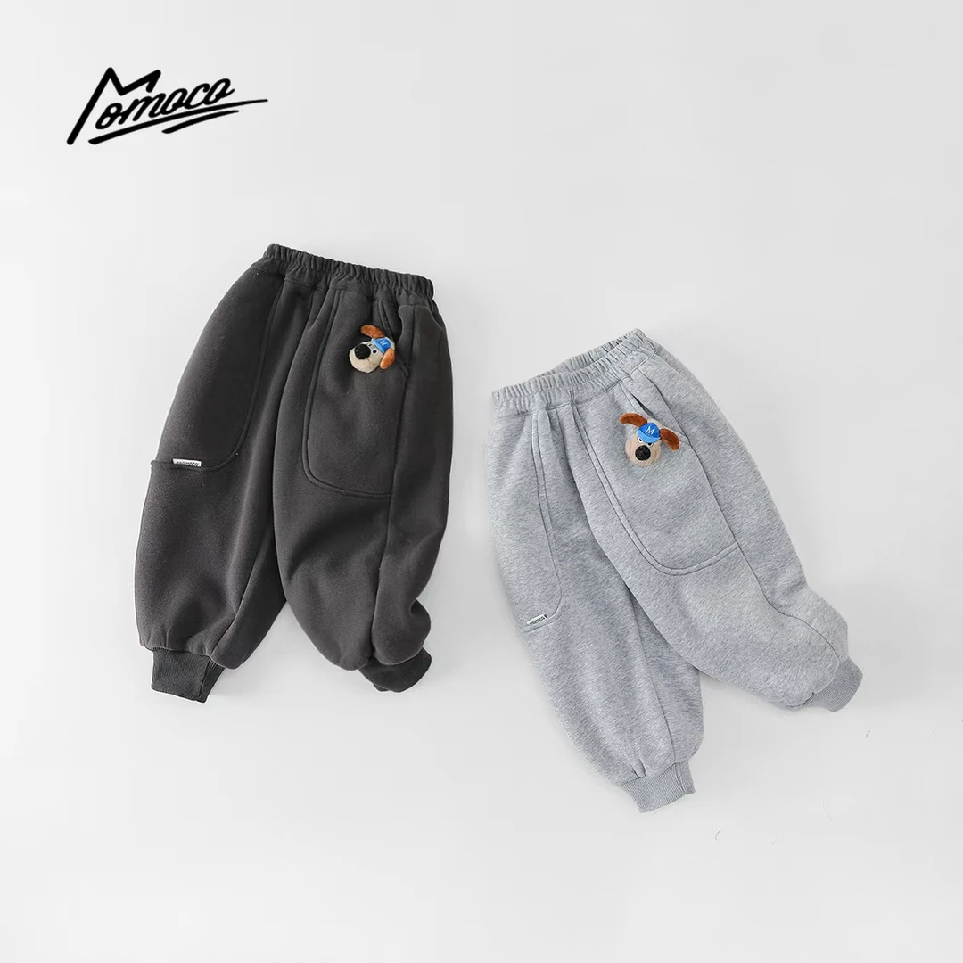 MOMOCO冬季男童潮流休闲针织小狗玩偶厚款卫裤77430358043&44