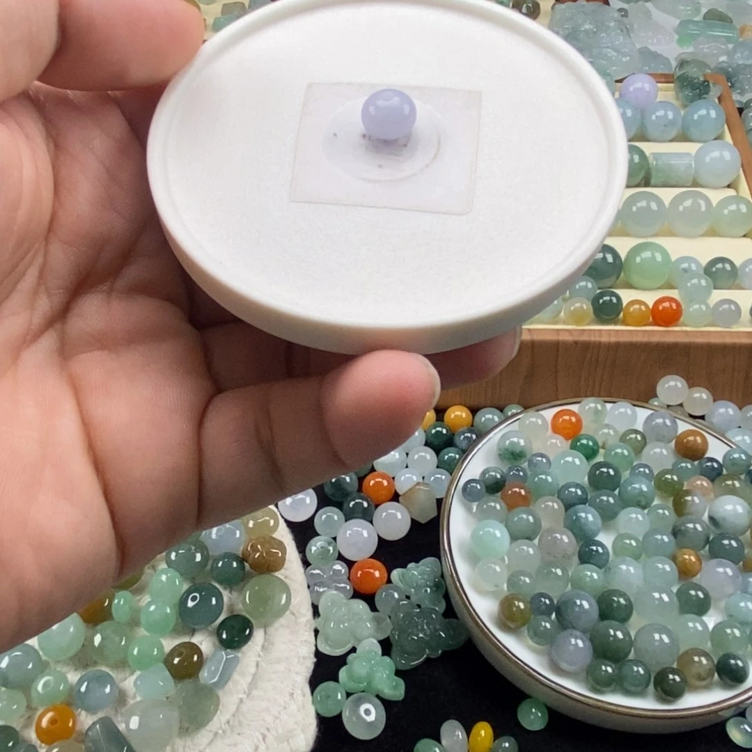 翡翠裸石天然翡翠鼓珠卡9.2×6.9