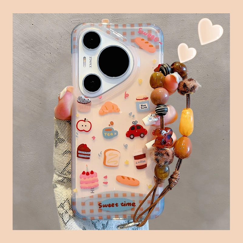 适用华为pura70pro+手机壳mate70pro日韩可爱食物卡通手链mate60p