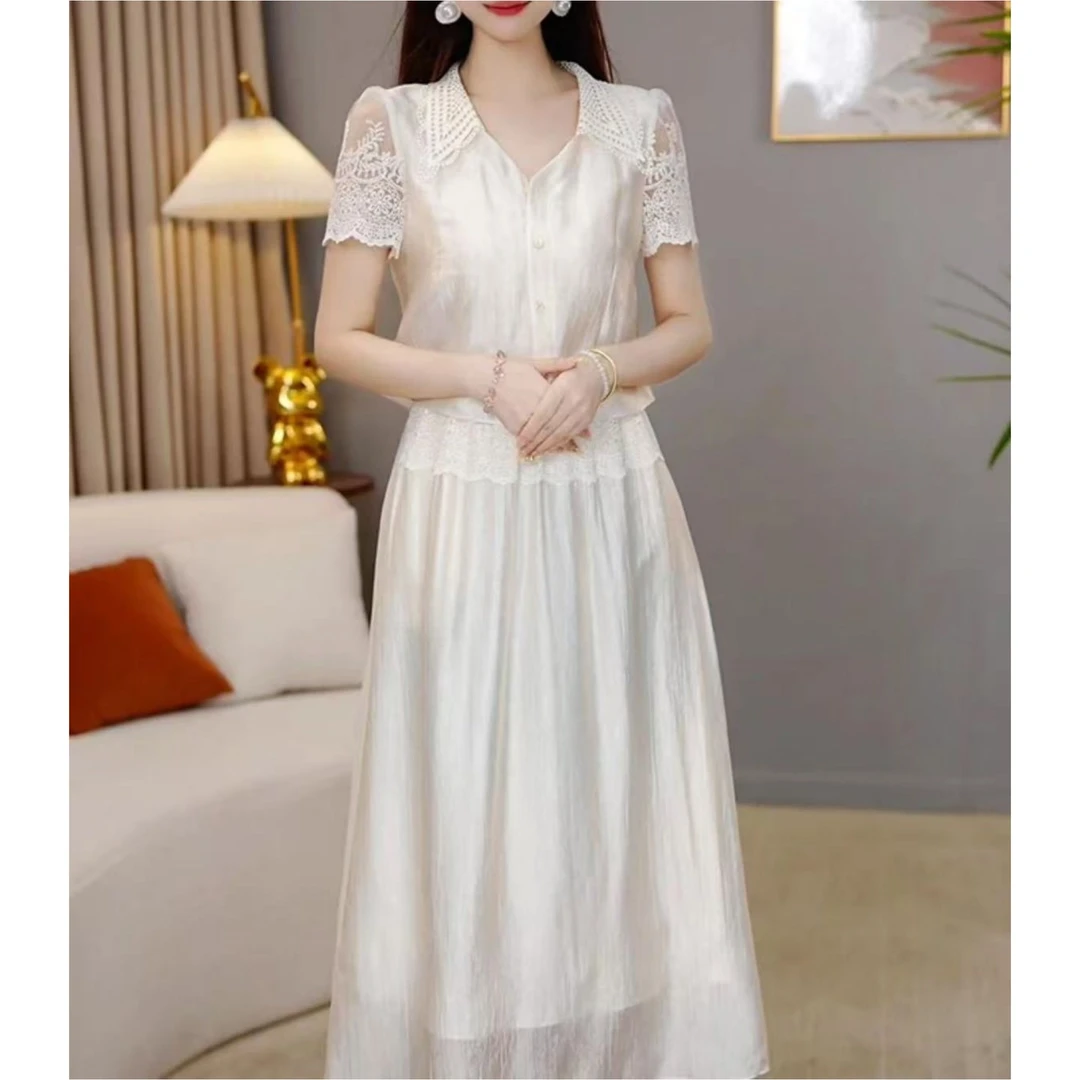 【连衣裙】2025夏季时尚优雅气质减龄休显瘦收腰假两件连衣裙