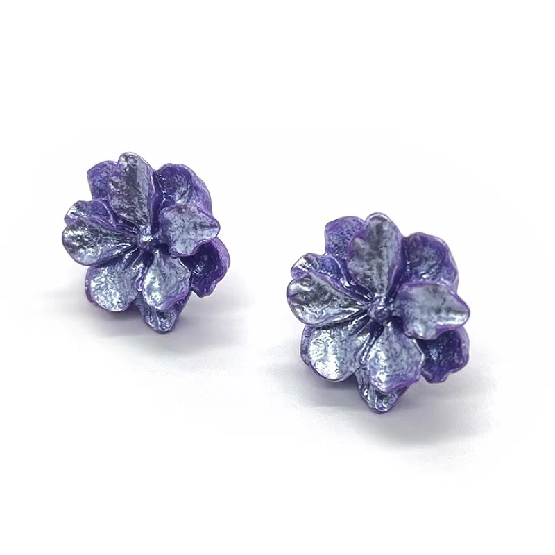 合金耳饰 紫色小花耳钉