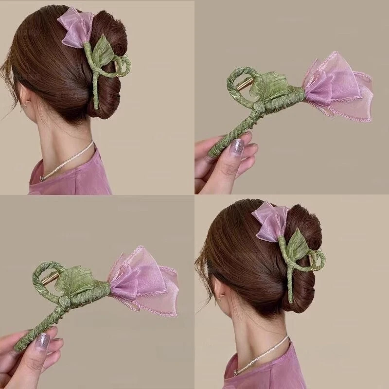 幽凉夏景~随便戴也出彩小清新郁金香花朵发夹森系气质抓夹新款