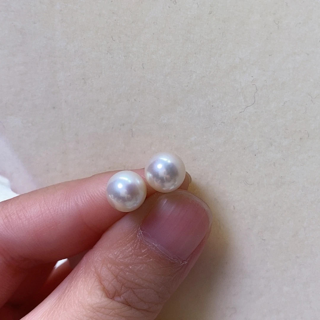 银S925镶嵌淡水珍珠耳饰8mm