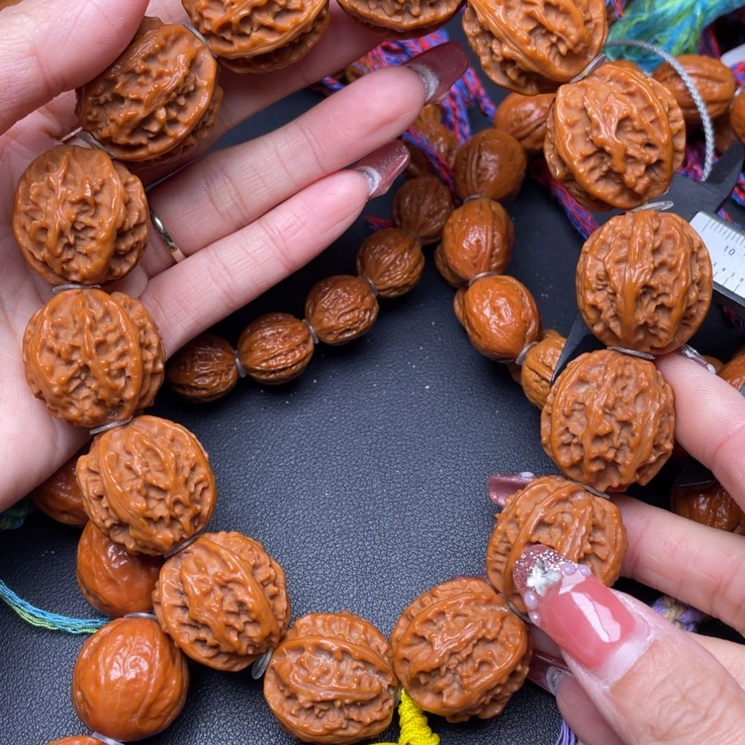文玩核桃手串火焰纹粗筋八棱