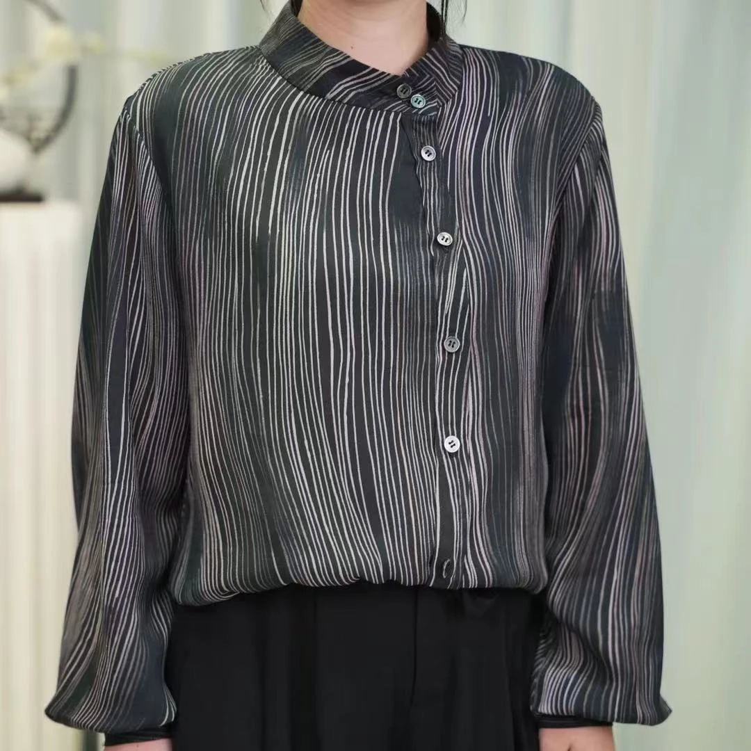 【桑蚕丝成衣】A2水波纹建宏绉衬衫A216