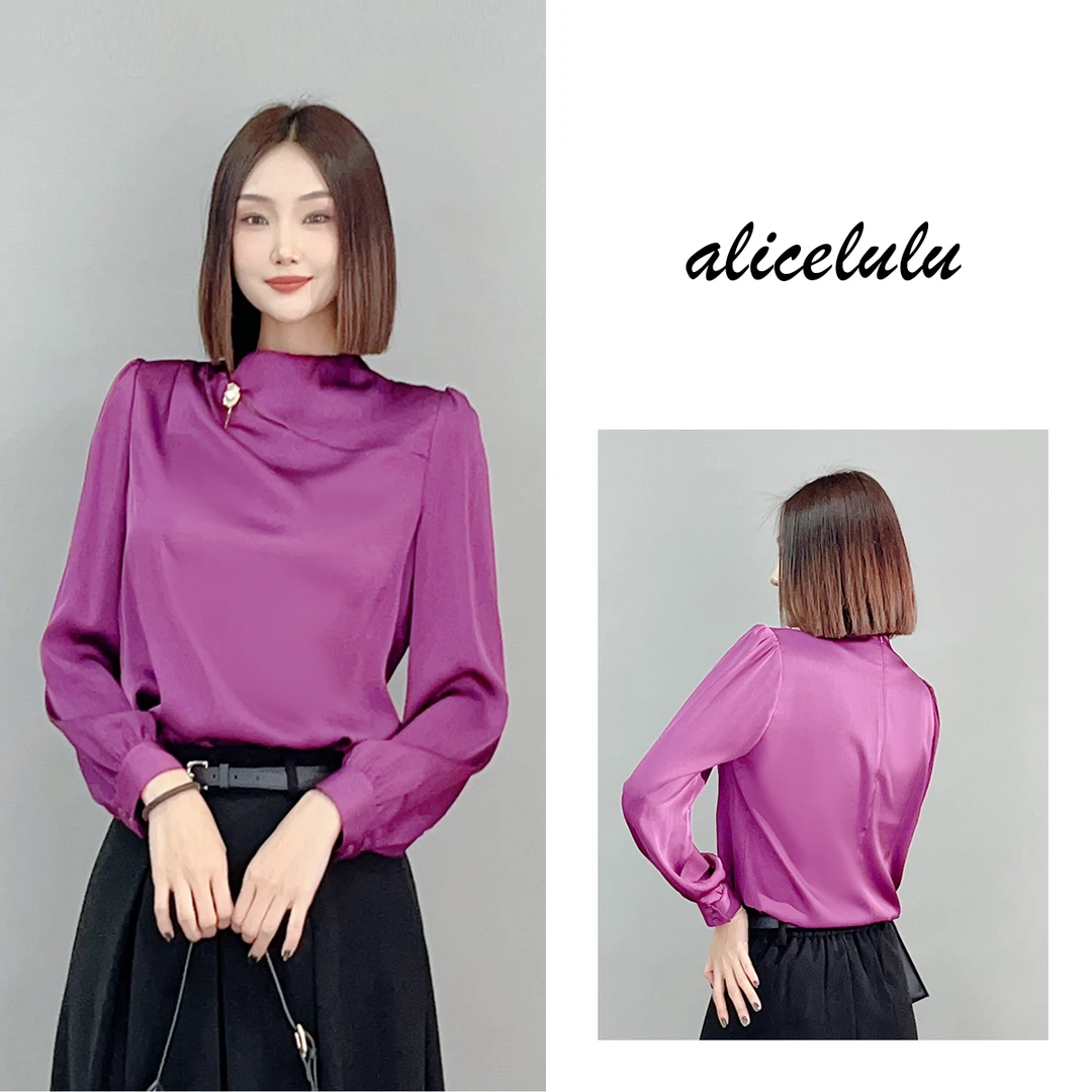 2 ALICE 桔梗紫衬衫 摩登通勤 优雅缎面 S2140751E