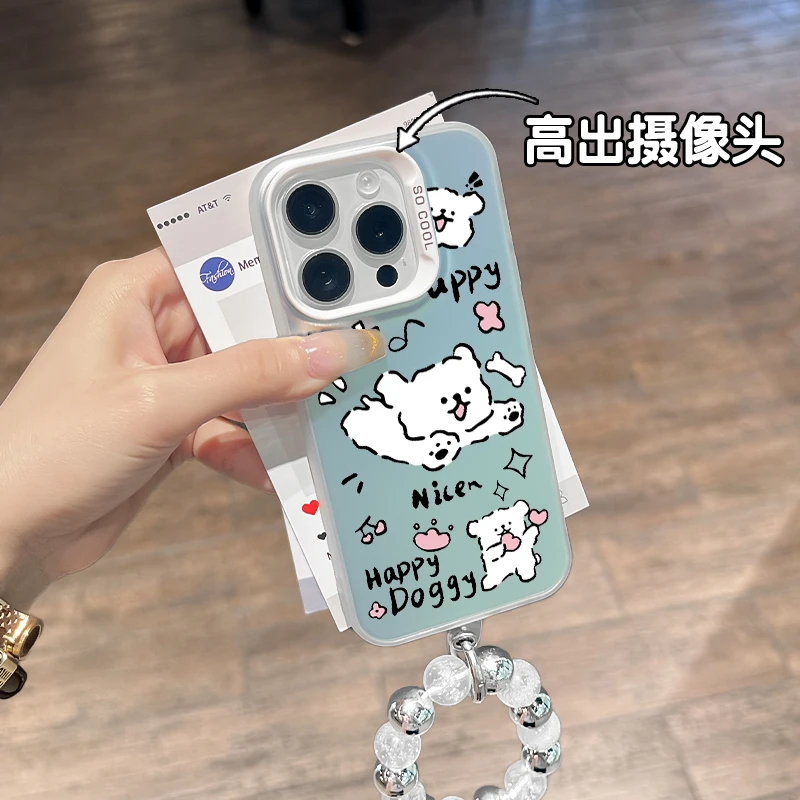 抱心小狗磨砂彩银适用苹果16Pro华为mate60小米15OPPO防摔手机壳