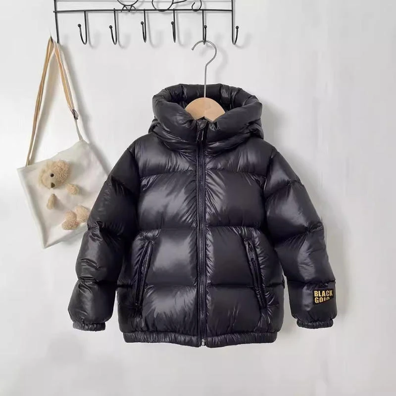 2025儿童男女宝宝同款黑金羽绒服短款加厚免洗面包服同款外套大童