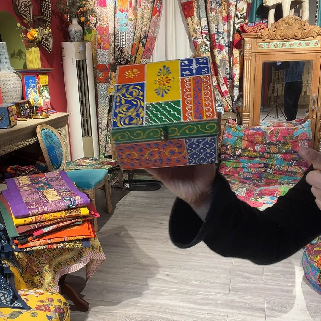 纯棉彩绘单抽屉首饰盒