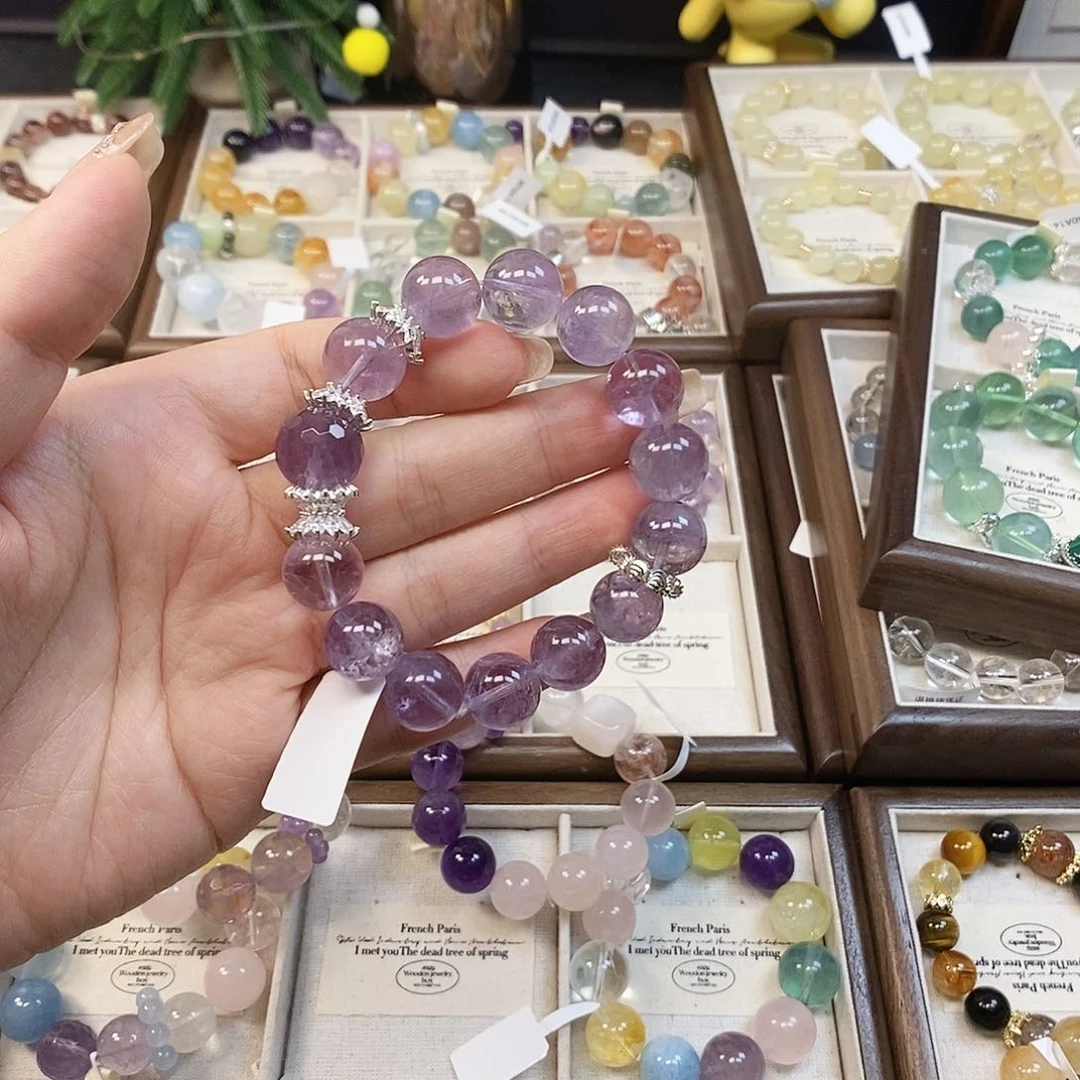 水晶手链合金紫兔毛13mM