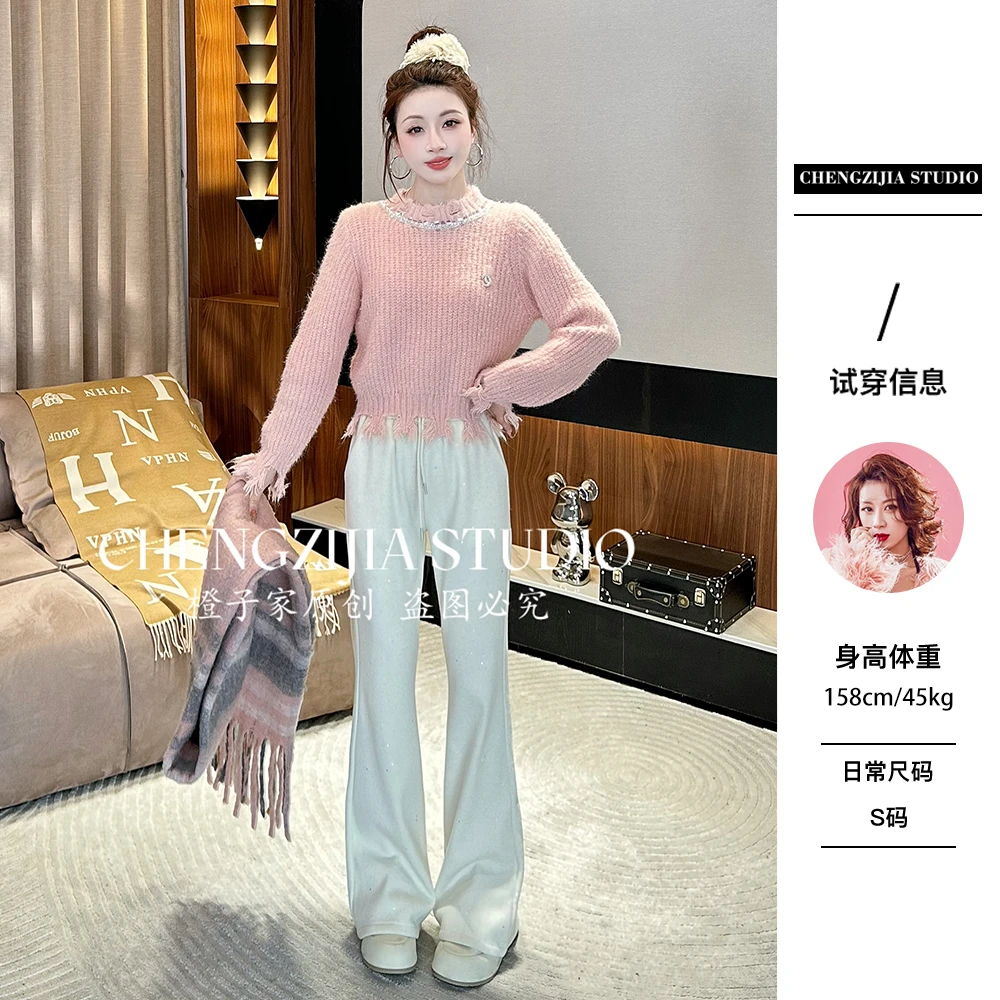 【裴诗婷】橙子·studio 【桃妹甜豆】MY0735流苏带钻胸针毛衣01