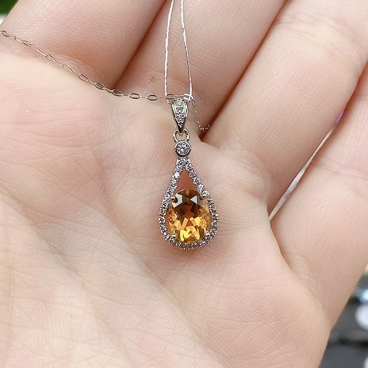 吊坠(赠链)银S925镶嵌黄晶