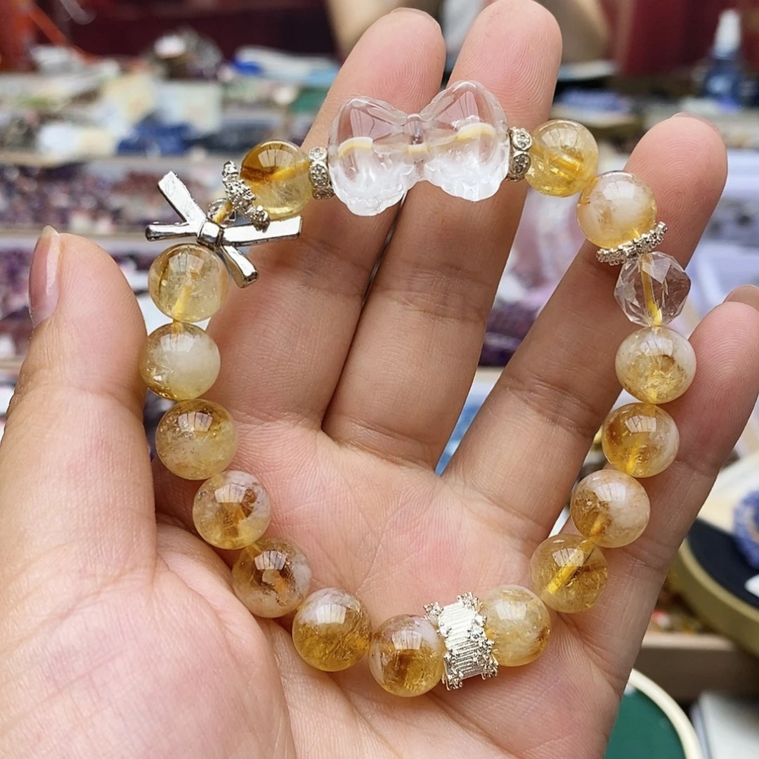 水晶手链未镶嵌蜂蜜奶盖设计款10mm