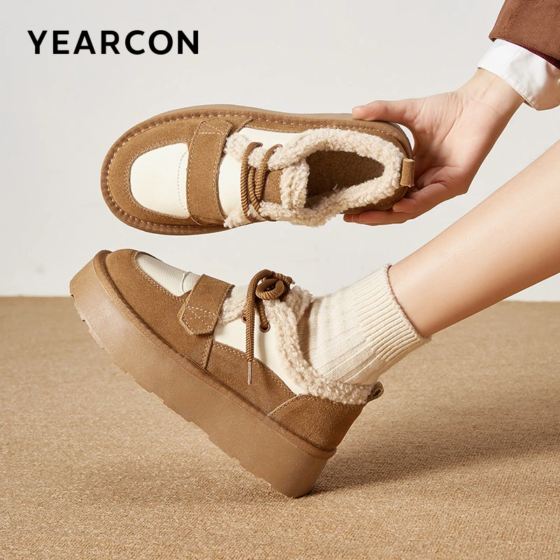 意尔康冬季时尚休闲保暖低帮女鞋雪地靴S692GD38428W