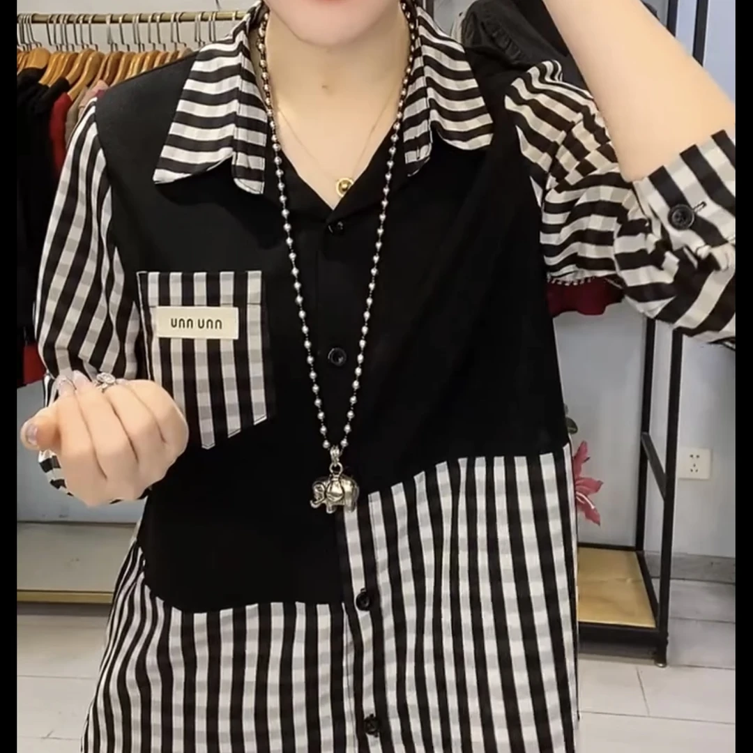 新款时尚不规则假两件衬衫