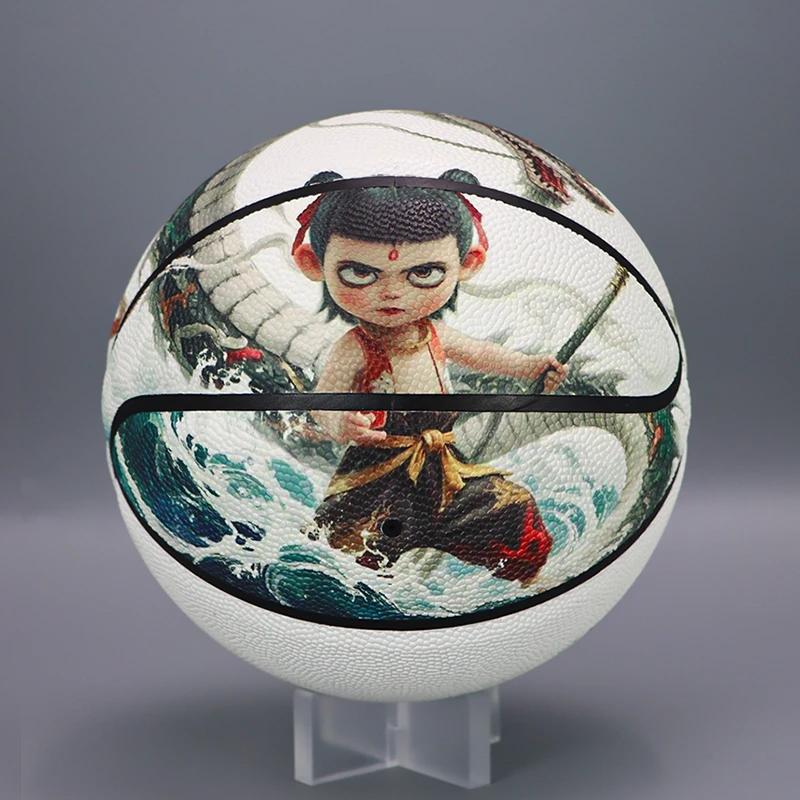 哪吒儿童篮球10岁以下拍5号球pu软皮室内外通用高弹