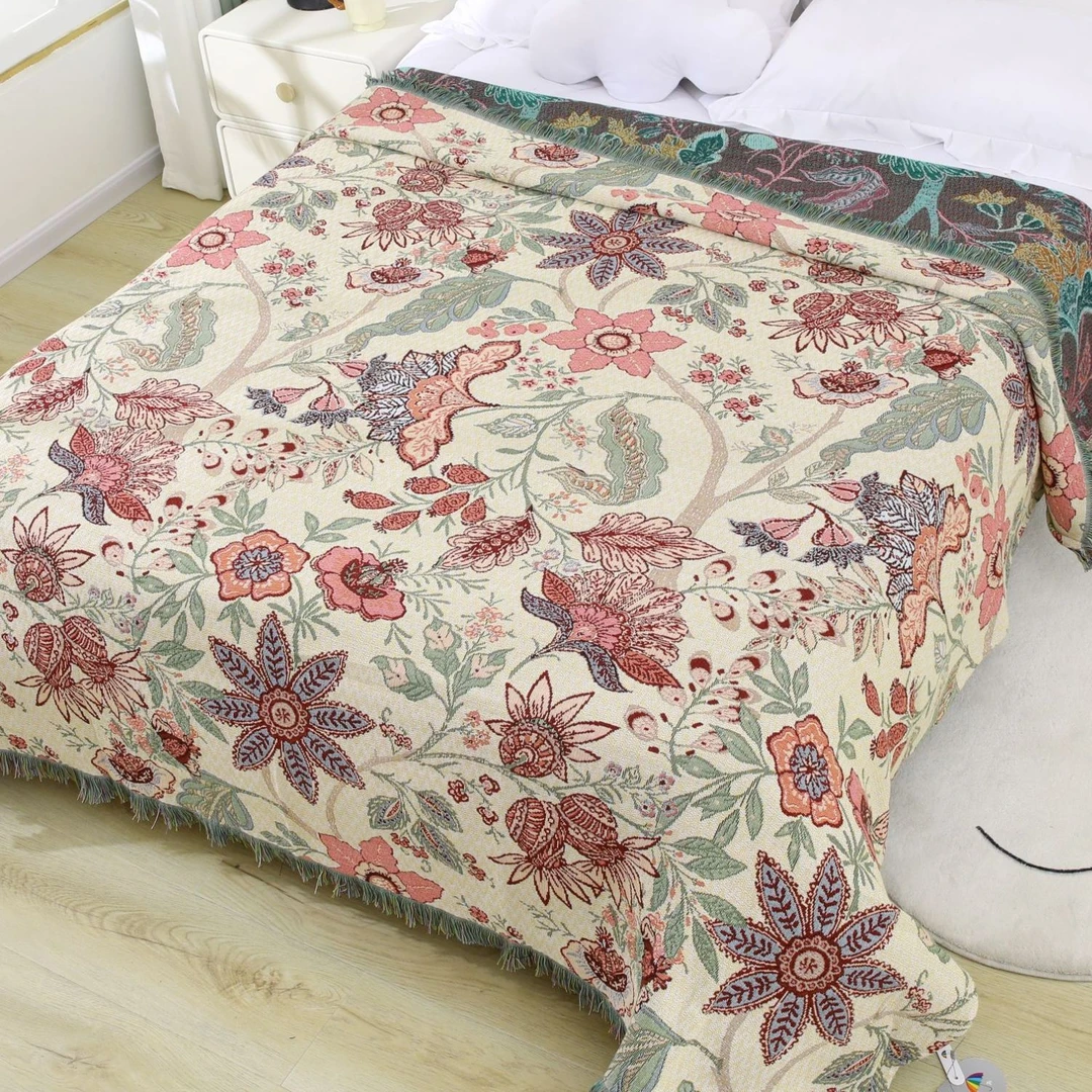 【花枝招展】高端轻奢多功能罗布麻亲肤柔软罗布麻编织床盖毯