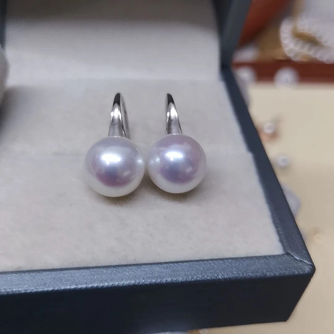 淡水珍珠耳饰银S925镶嵌默*