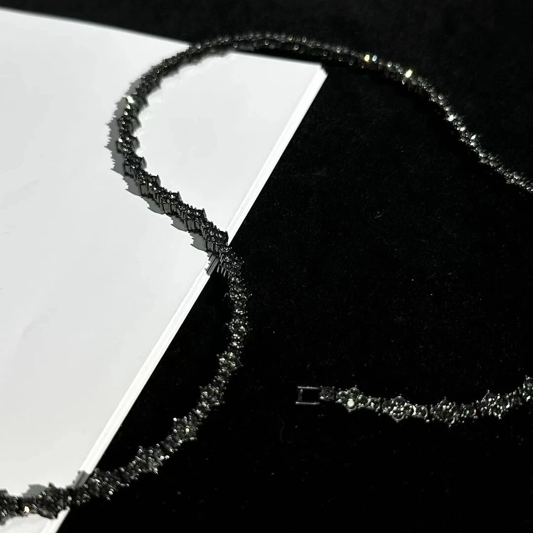 合金合成锆石项链  欧美嘻哈风星芒荆棘锁骨链男女个性高级感配饰