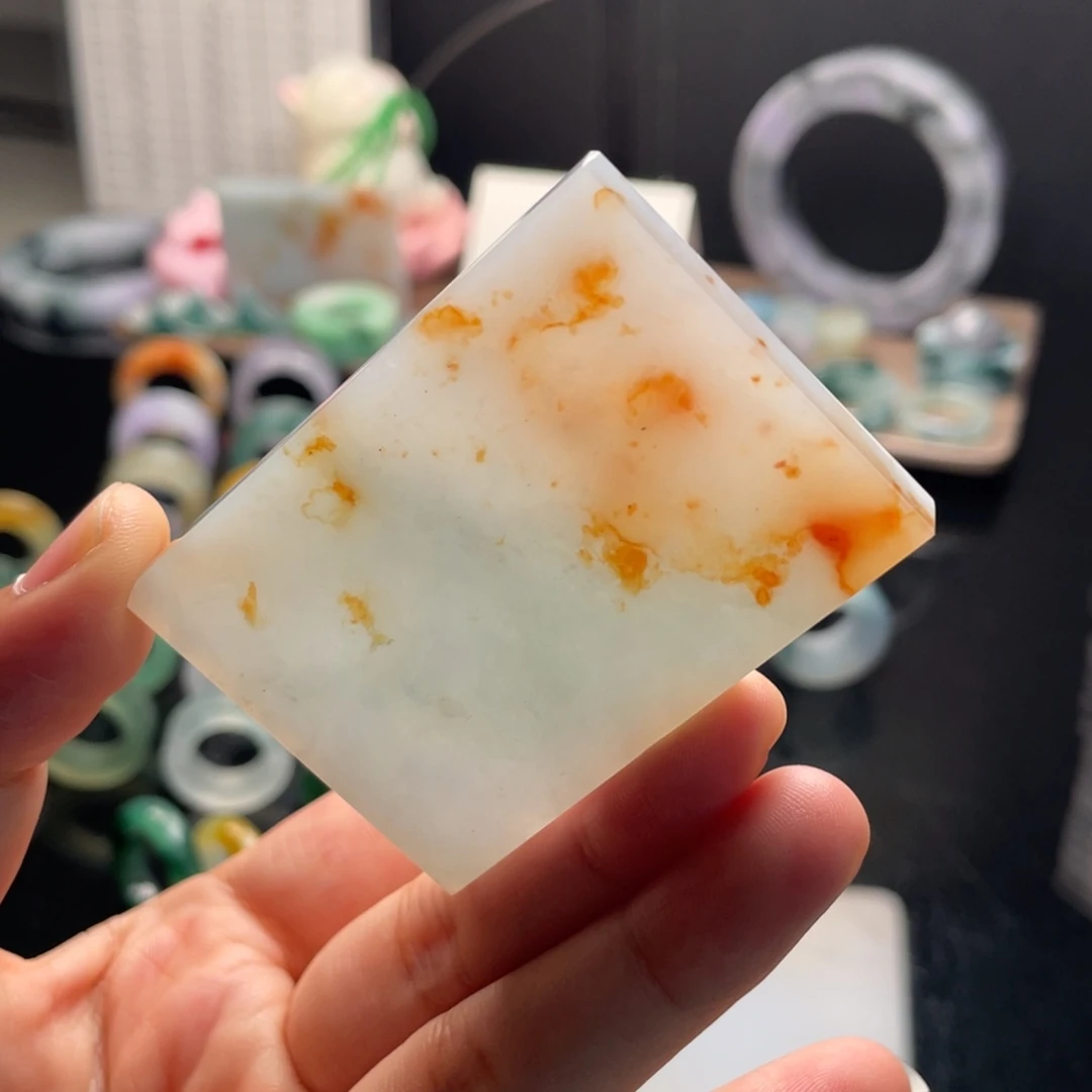 定制翡翠未镶嵌  洒金无事牌