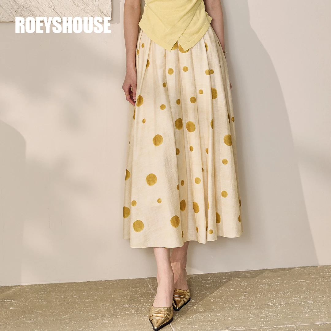 【琳菲精选】罗衣时尚波点高腰半身裙2025新款气质百搭大摆裙12252