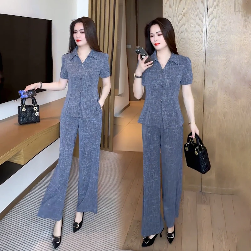 休闲时尚套装2025新款今年流行女装洋气减龄夏款阔腿裤时髦两件套