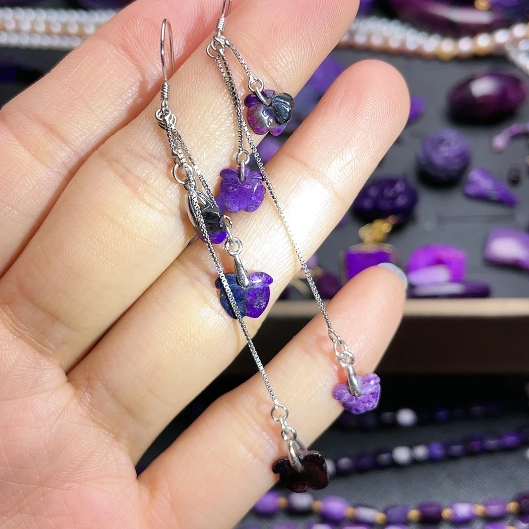 苏纪石（舒俱来）耳环银S925镶嵌