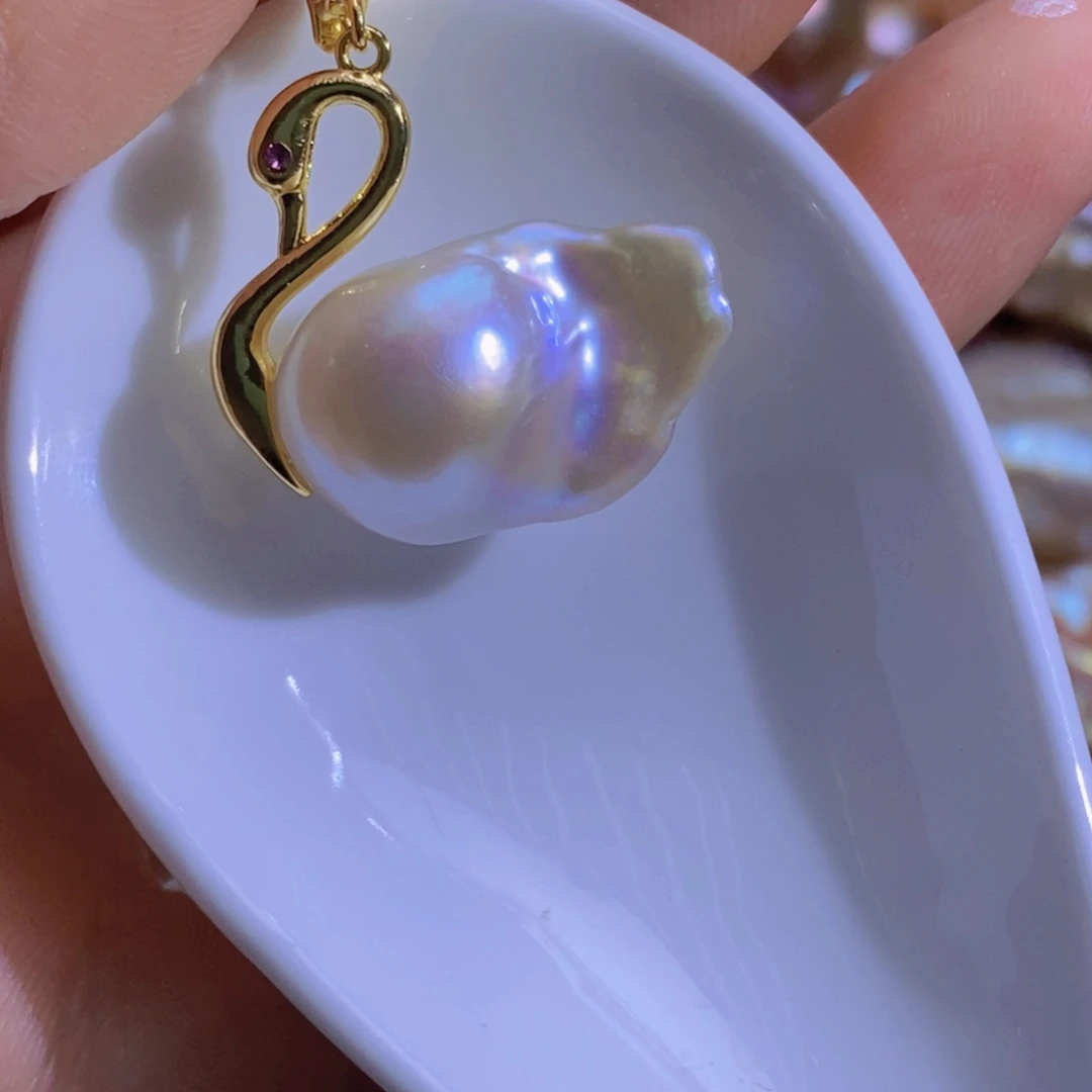 银S925镶嵌淡水珍珠微瑕