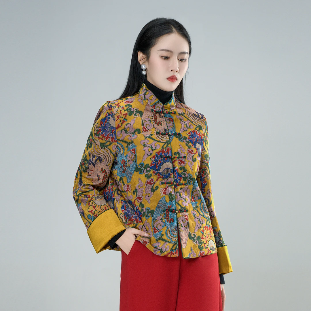 （华暄）提花手工盘扣高级大货新中式国风显瘦气质秋冬薄棉服61718