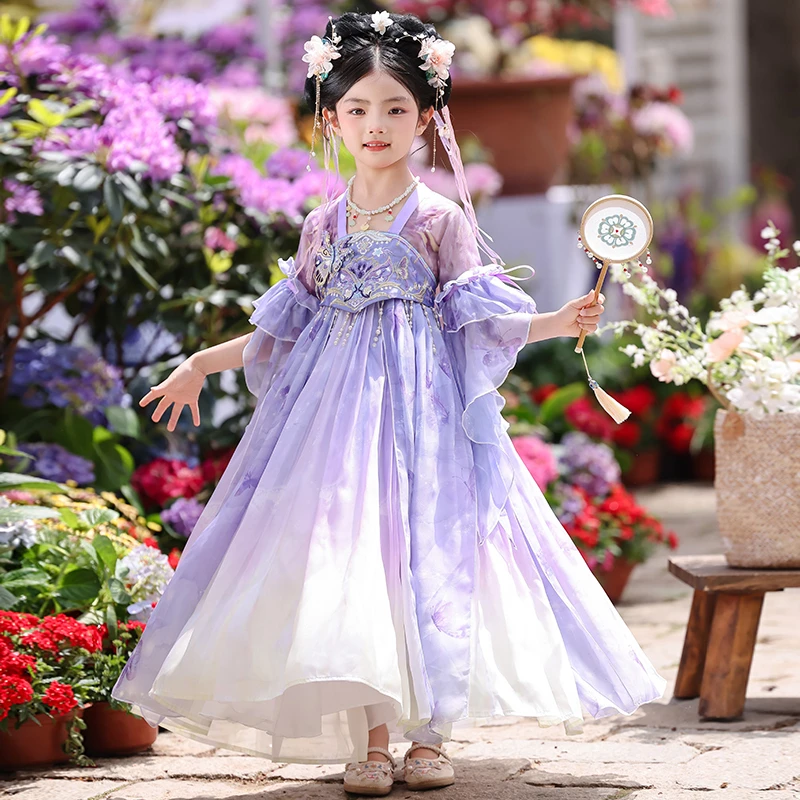 汉服女童夏季2025新款儿童古装春装国风超仙唐装小女孩公主连衣裙