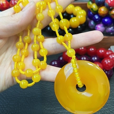 玛瑙未镶嵌手饰雪玉龙皇参平安扣