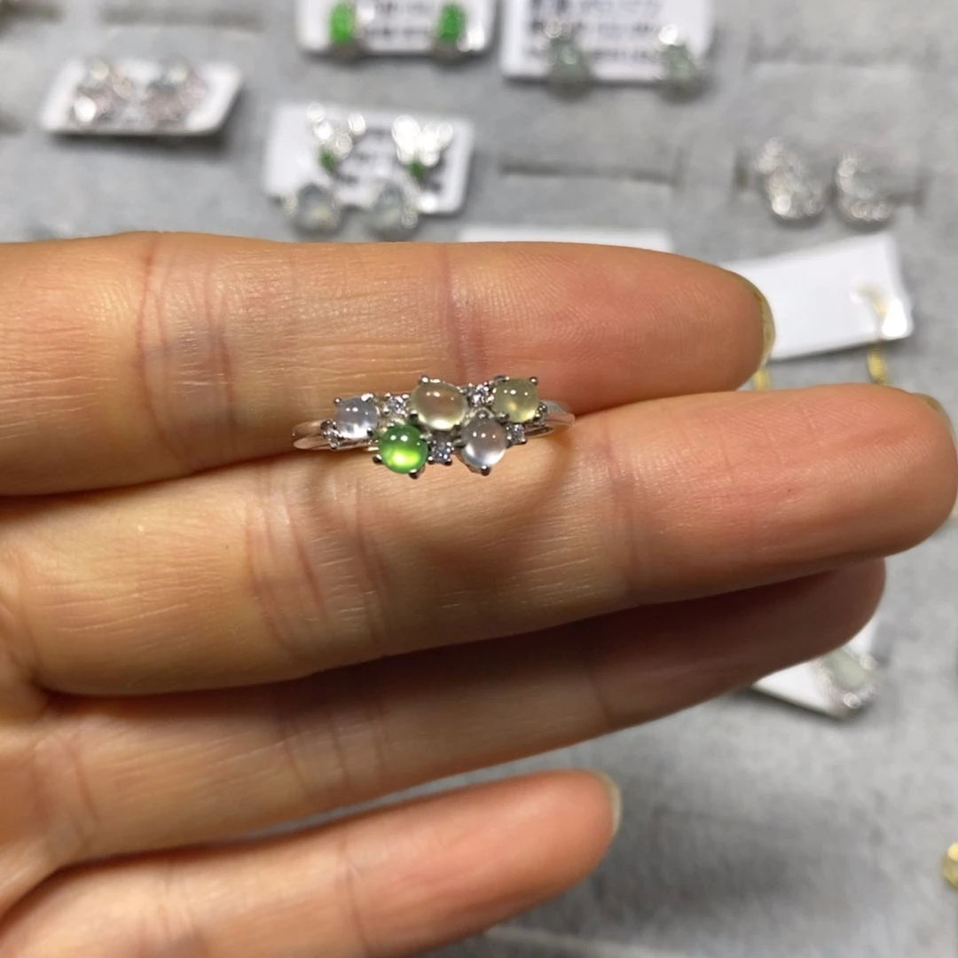 翡翠银S925镶嵌戒指戒指