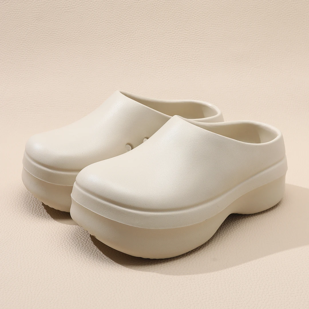 包头拖鞋女2025新款夏季外穿厚底小个子防水厨师鞋软底一脚蹬凉拖