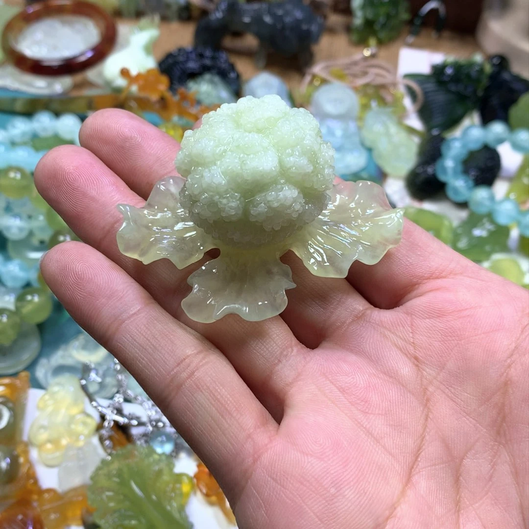 岫玉颈饰未镶嵌月*美菜花