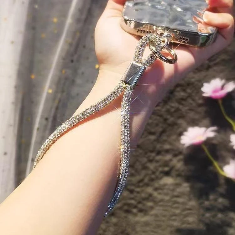 手机挂绳手腕满钻挂链高端女奢华水钻挂饰时尚挂件短款挂绳手机链