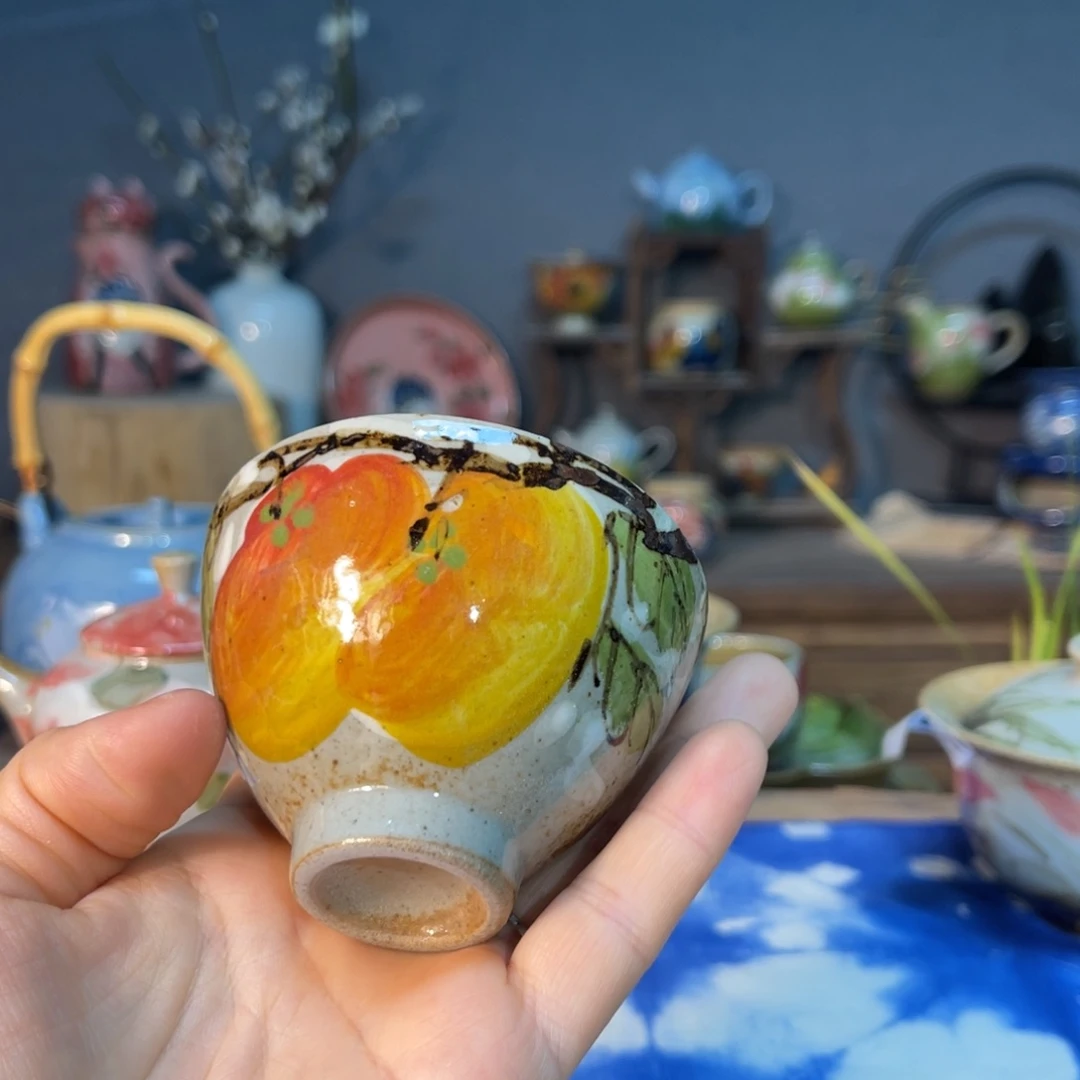 杯?***白素浅陶瓷手工手绘