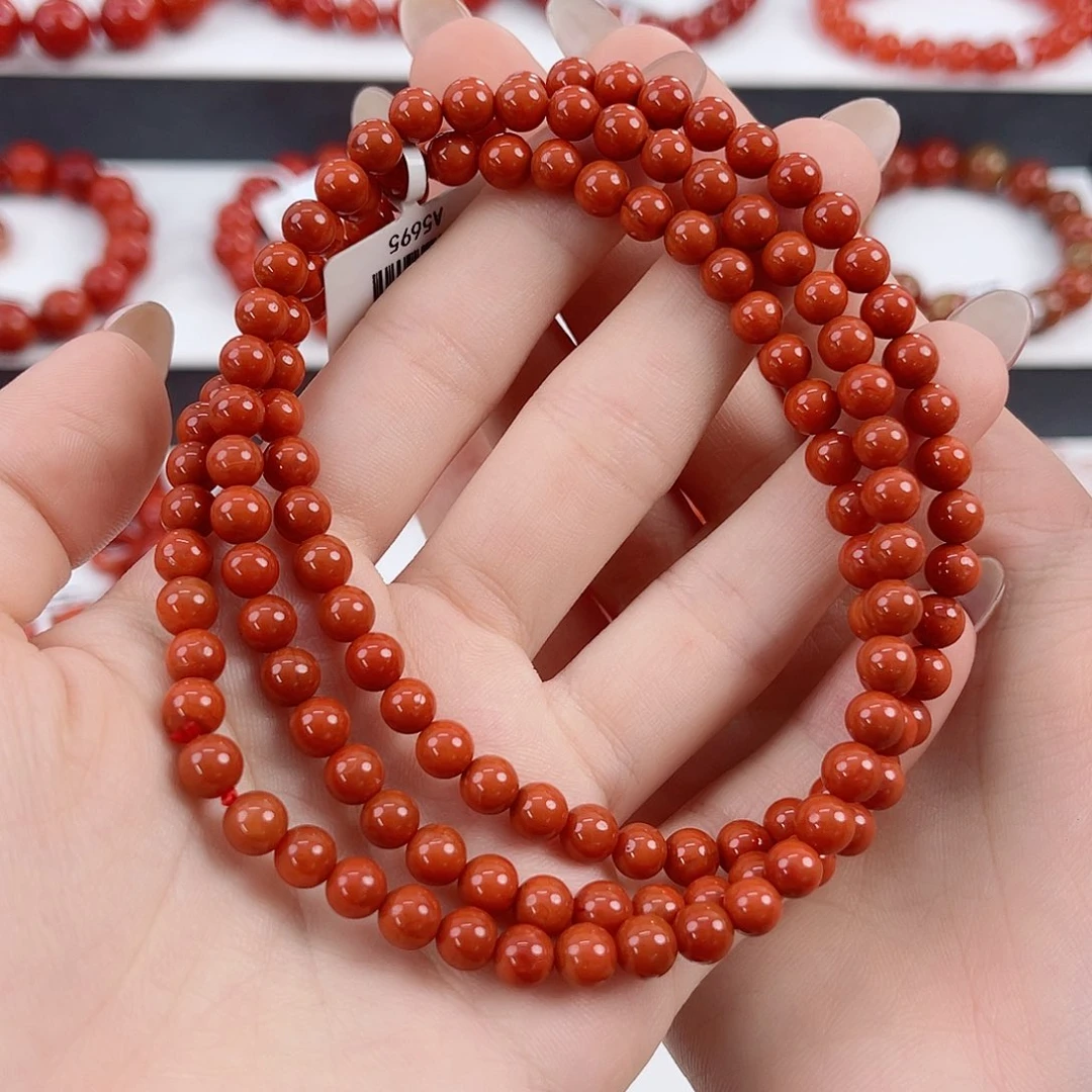 未镶嵌瓦西柿子红满肉5mm多圈南红玛瑙