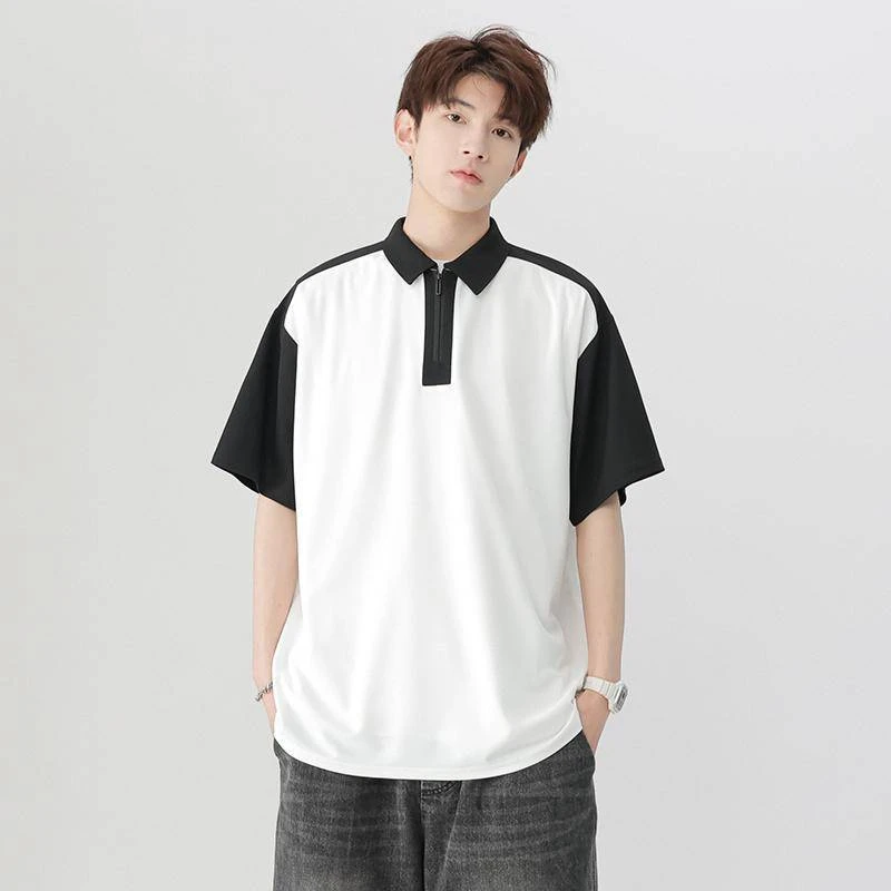 短袖上夏季男衫日系宽松POLO衫上衣男士t恤宽松休闲百搭学生透气