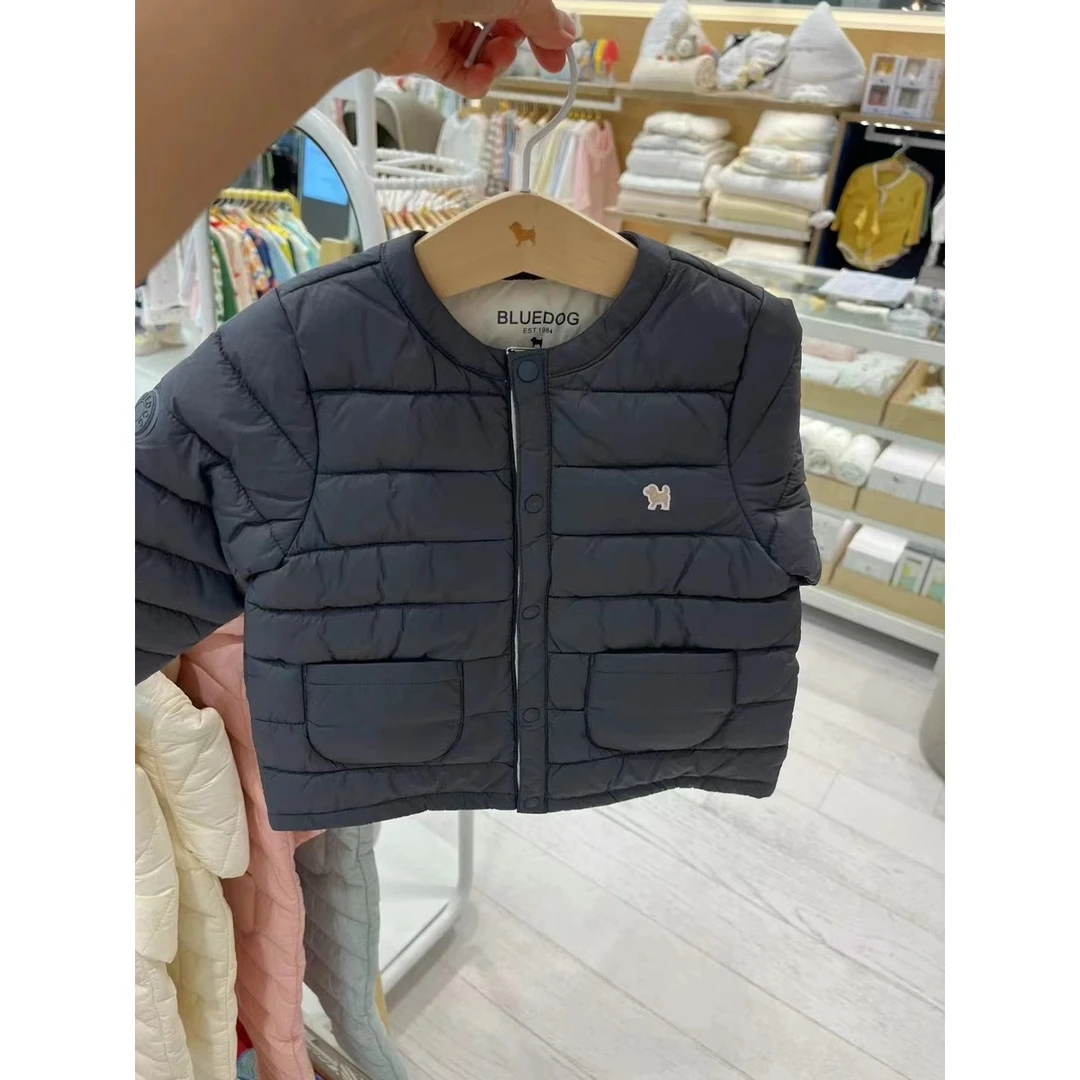 韩国童装24秋儿童简约百搭纯色夹棉外套07023