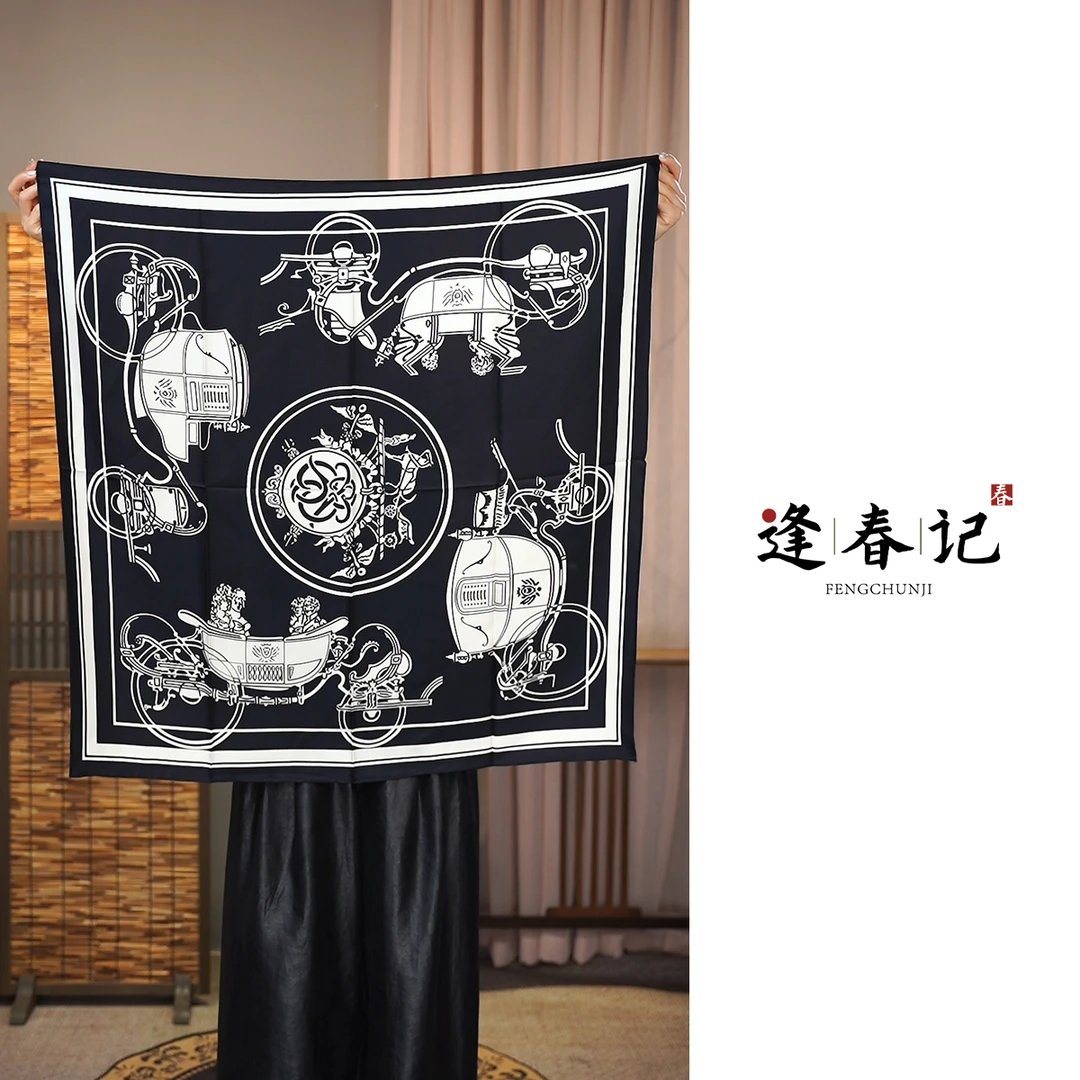 『365封信』国风桑蚕丝新中式印花真丝女士丝巾百搭时尚