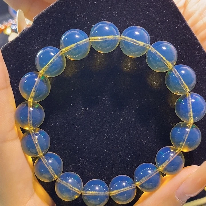 蓝珀未镶嵌珠宝奇石墨西哥蓝珀手串12