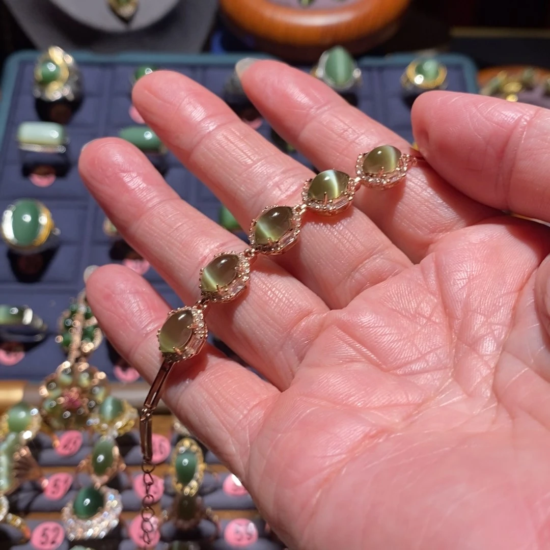 和田玉手链银S925镶嵌顺*