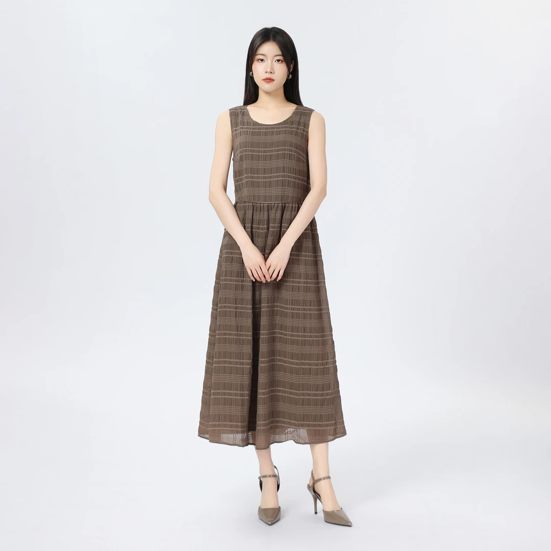 AMASS/阿玛施夏季气质洋装显瘦肌理清爽度假风无袖连衣裙5500544