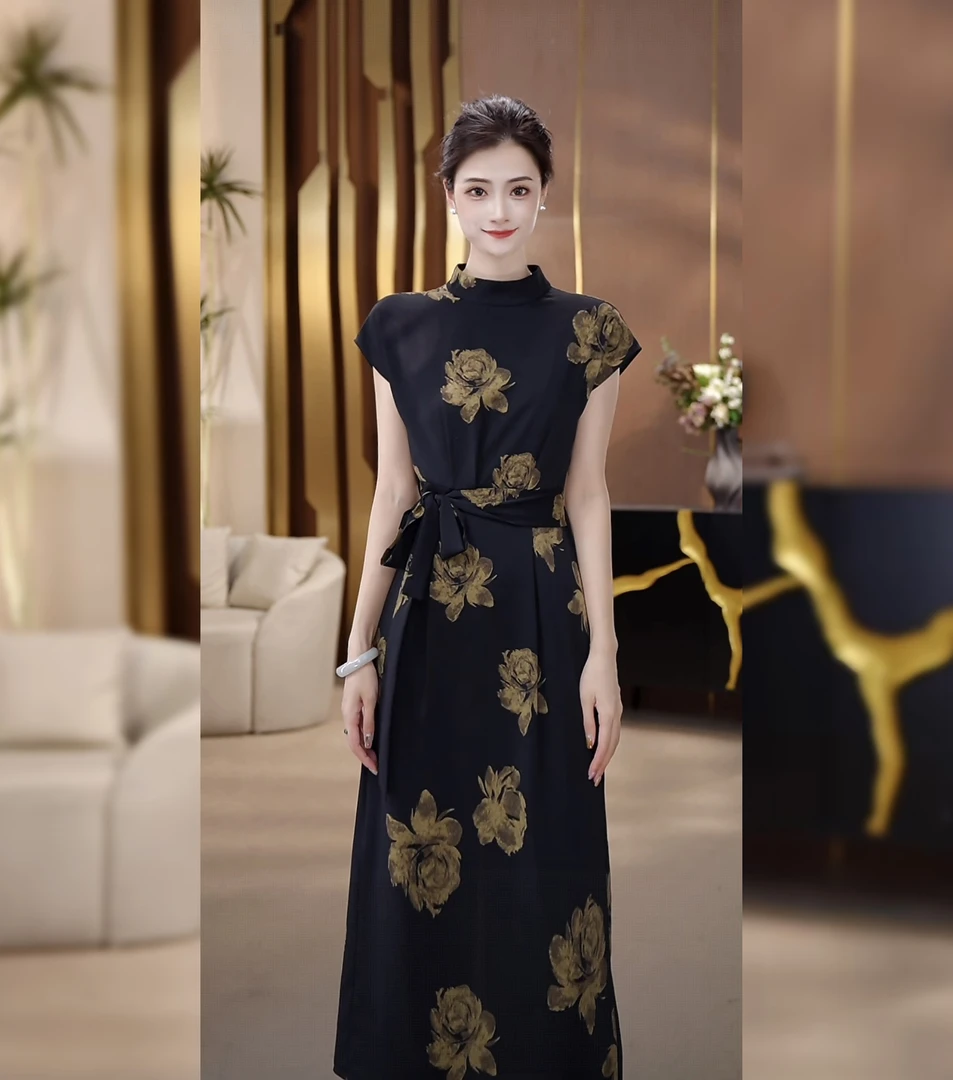 UNIQUE U:US【蔷薇之恋编号08】设计师花卉天丝凉感连衣裙250915