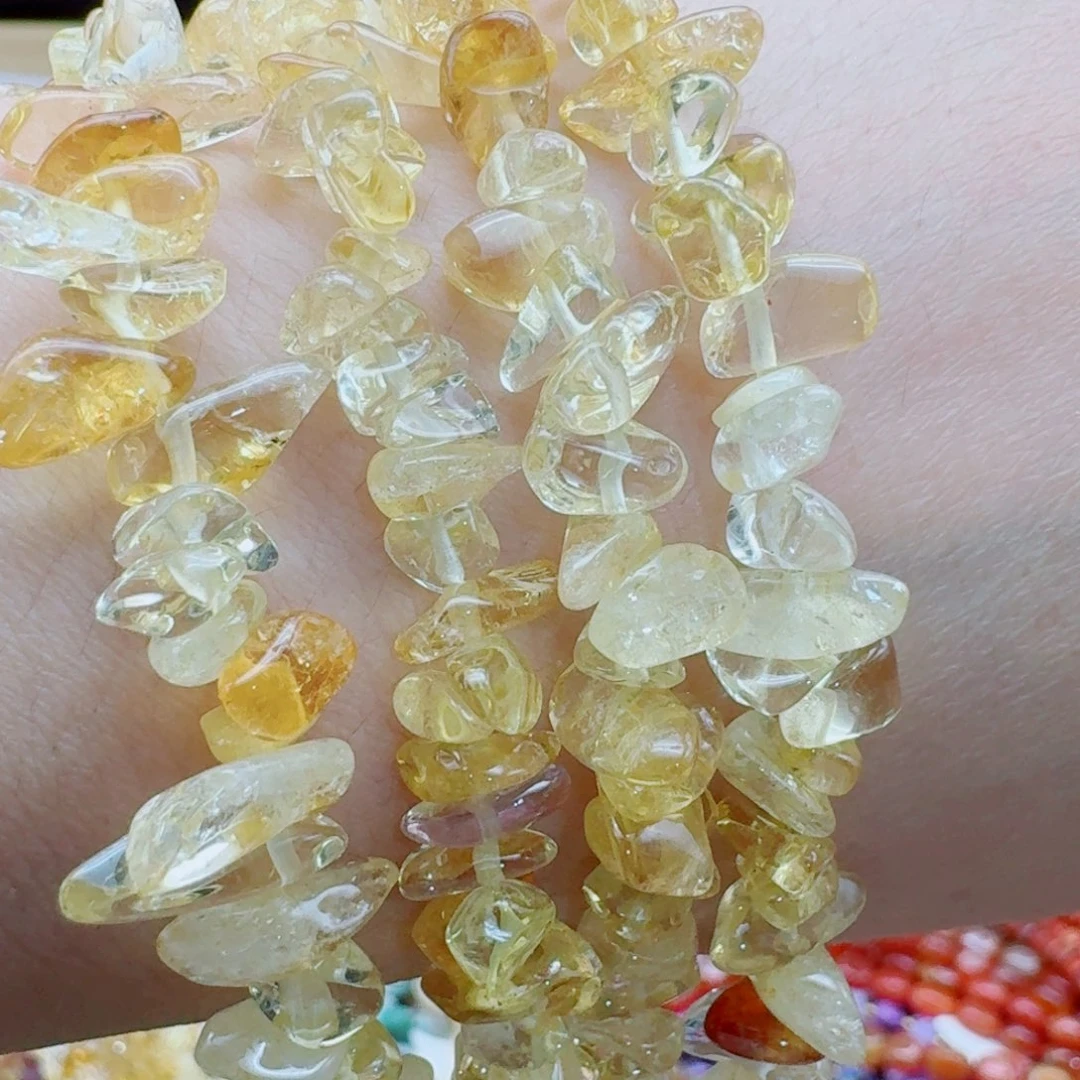 玛瑙/玉髓合金珠宝半成品黄水晶碎石一条