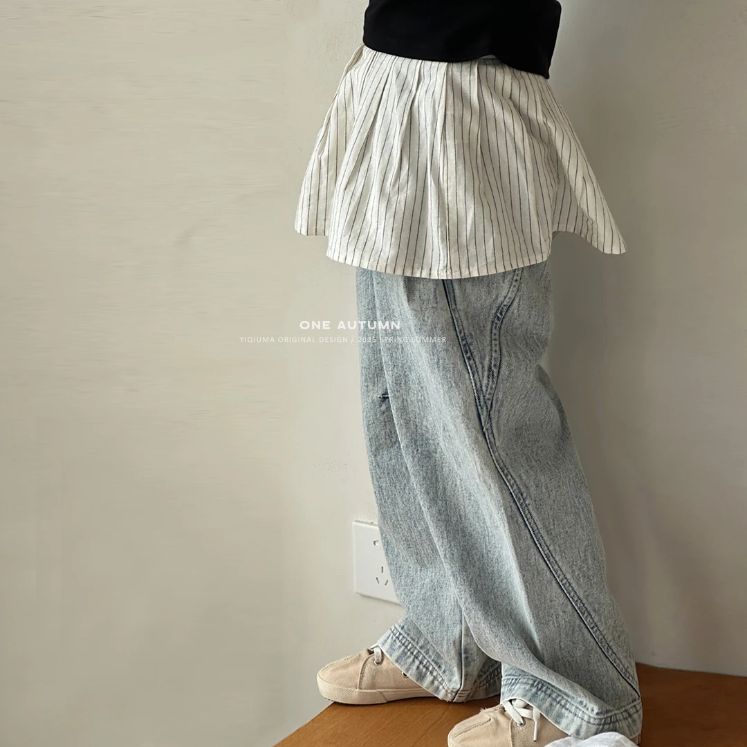 现货「壹秋.ONE AUTUMN」【多重穿搭】假两件牛仔裤女童春季阔腿裤